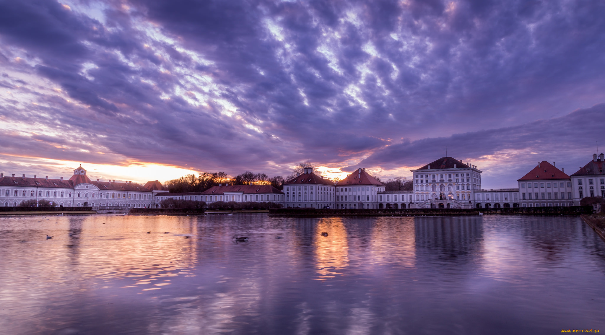 ,  , , , , , , evening, , , , , sunset, germany, , munich, , nymphenburg, castle, , 